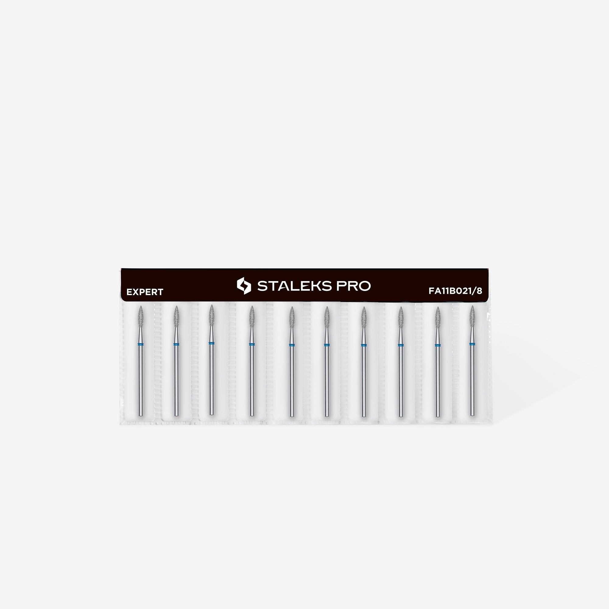 Punta per unghie diamantata a punta fiamma blu EXPERT diametro testa 2,1 mm / parte lavorante 8 mm