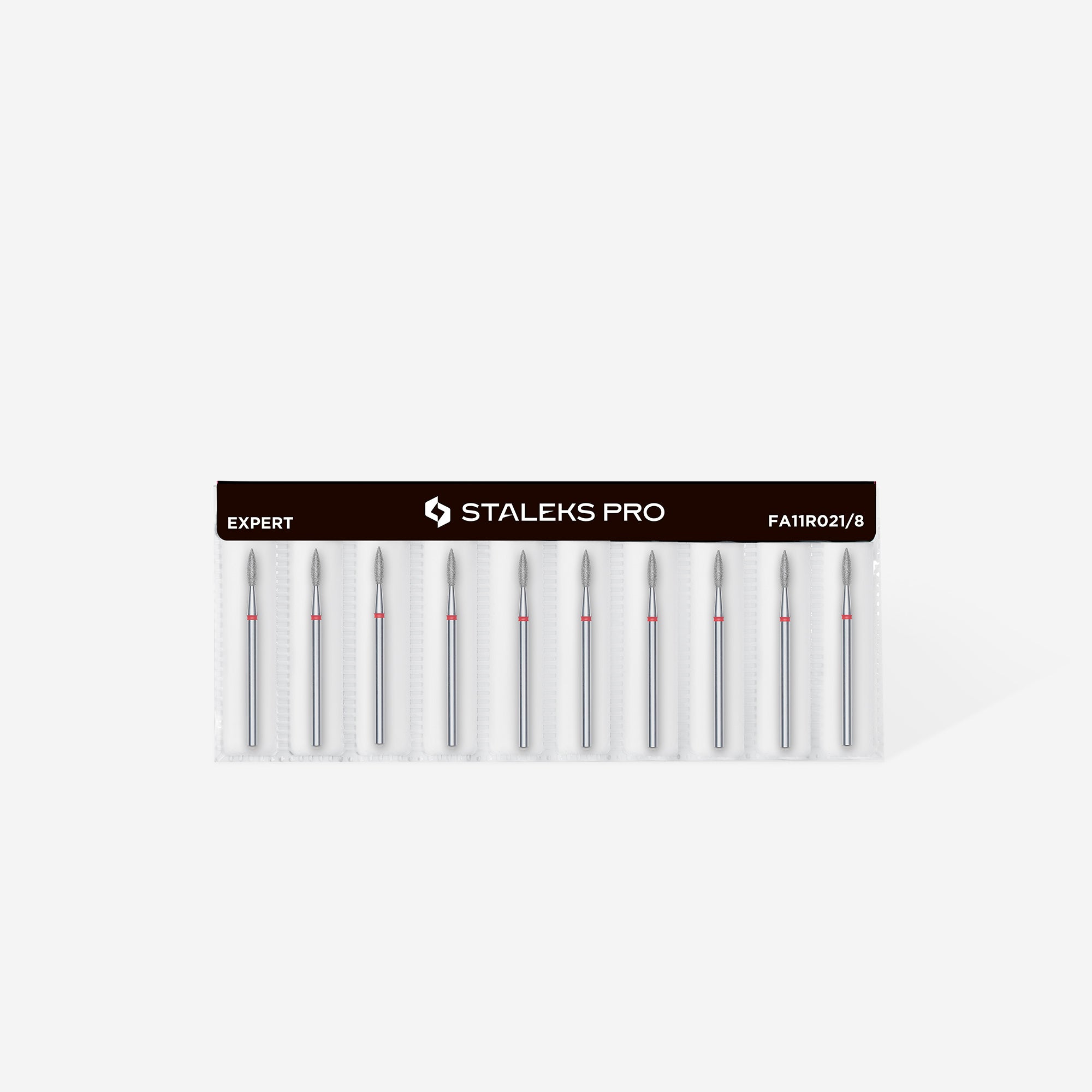 Punta per unghie diamantata a punta rosso fuoco EXPERT diametro testa 2,1 mm / parte lavorante 8 mm