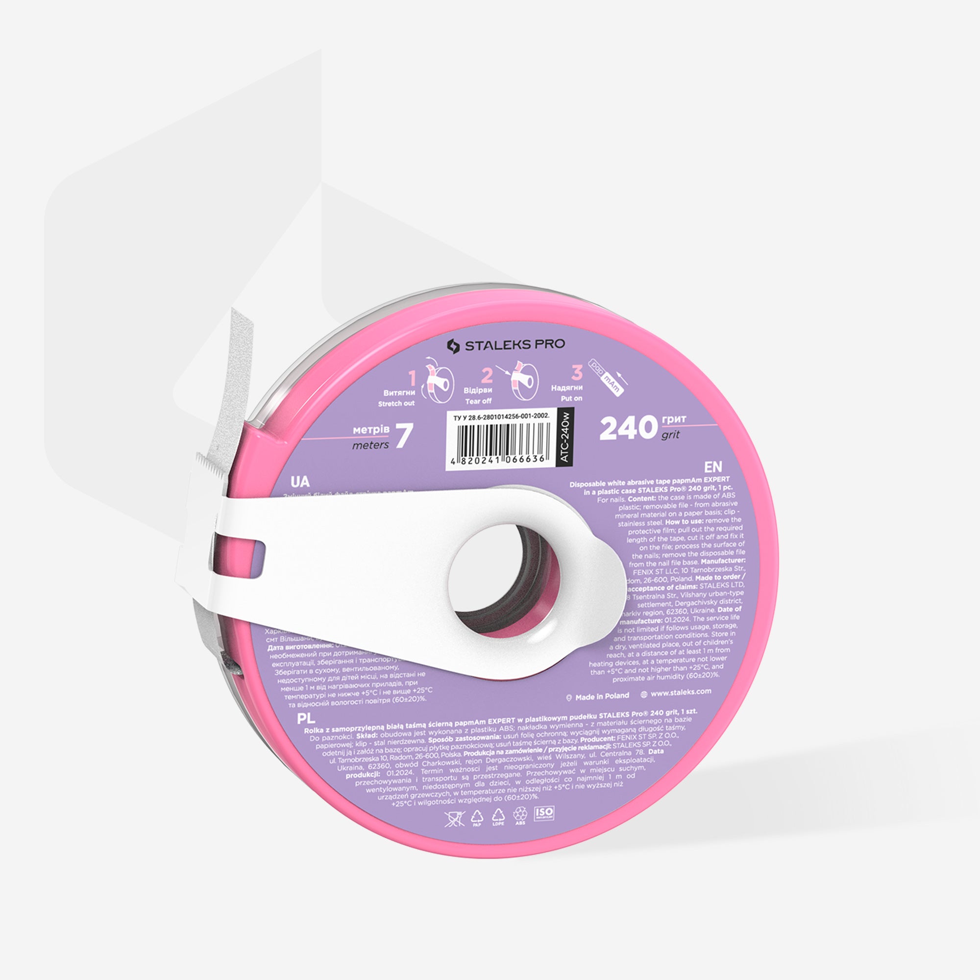 Nastro abrasivo bianco monouso papmAm EXPERT grana 240 in custodia di plastica