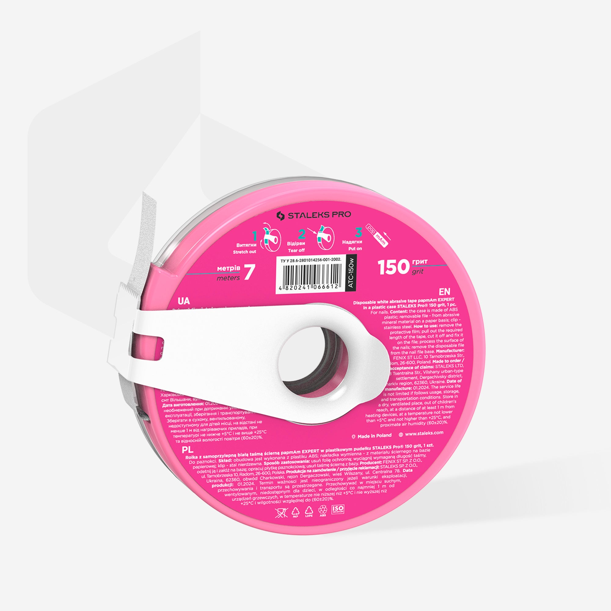 Nastro abrasivo bianco monouso papmAm EXPERT grana 150 in custodia di plastica