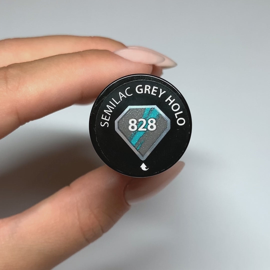 Carica video: Semilac 828 Grey Holo 7ml